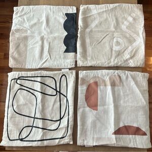 Set of Four Middle of Nowhere Linen Abstract Patterned Pillow Covers